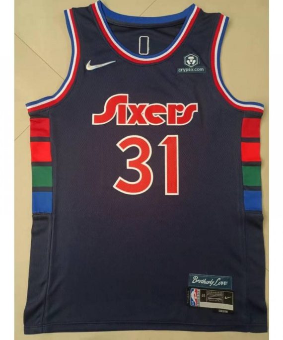 Camiseta Seth Curry #31 Philadelphia 76ers 2022 Edición 75 Aniversario Azul Oscuro