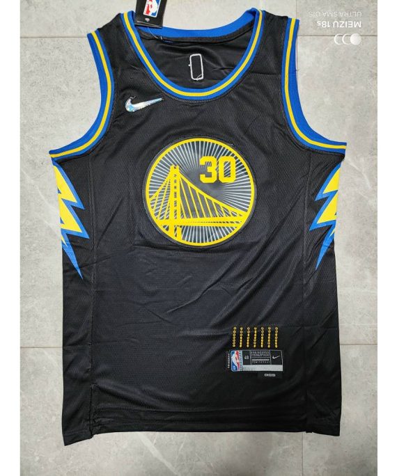 Camiseta Stephen Curry #30 Golden State Warriors Edicion 75 Aniversario Negro City Edition