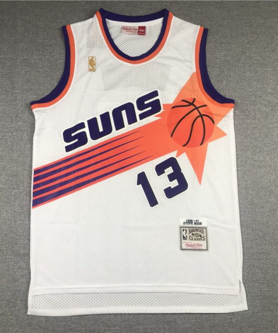 Camiseta Steve Nash #13 Phoenix Suns Blanco Etiqueta de Oro