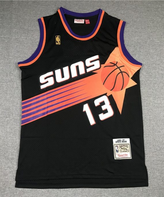 Camiseta Steve Nash #13 Phoenix Suns Negro Etiqueta de Oro