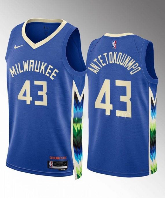Camiseta Thanasis Antetokounmpo #43 Milwaukee Bucks 2022-23 City Edition Azul