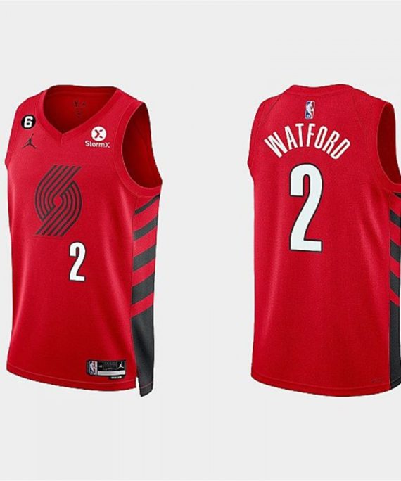 Camiseta Trendon Watford #2 Portland Trail Blazers 2023 Rojo Statement Edition