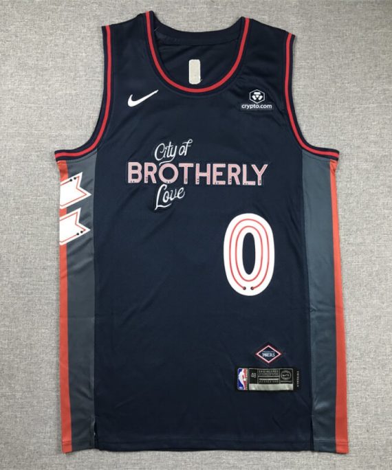 Camiseta Tyrese Maxey #0 Philadelphia 76ers 2024 Azul Oscuro City Edition