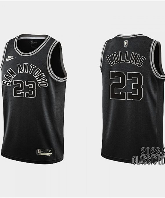 Camiseta Zach Collins #23 San Antonio Spurs 2023 Negro Classic Edition