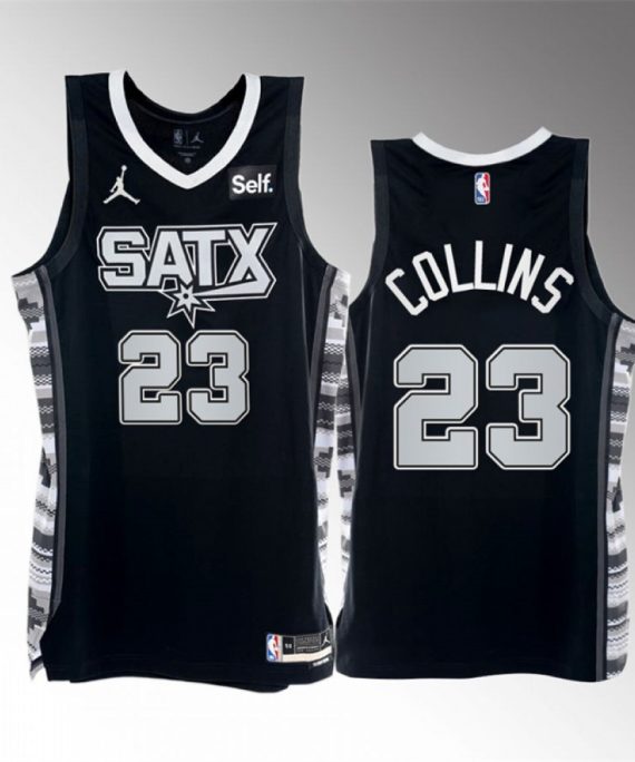 Camiseta Zach Collins #23 San Antonio Spurs 2023 Negro Statement Edition