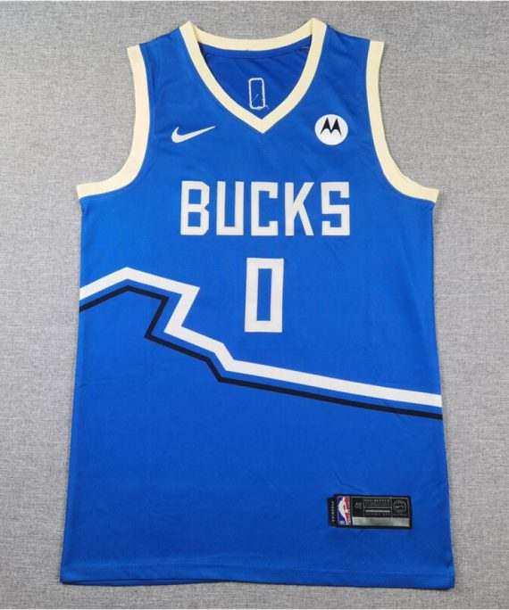 Camiseta Damian Lillard Baloncesto #0 Milwaukee Bucks 2025 City Edition Azul