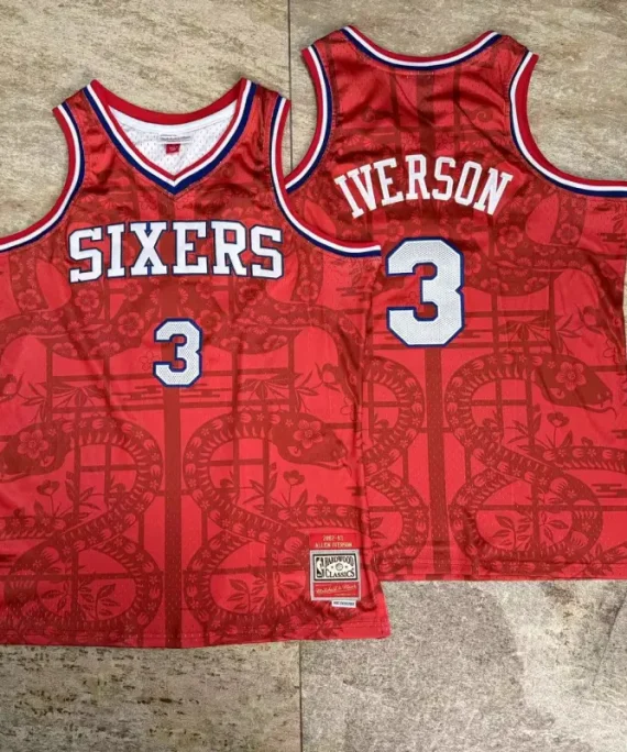Camiseta Allen Iverson Baloncesto #3 Philadelphia 76ers Rojo Snake Limited Edition