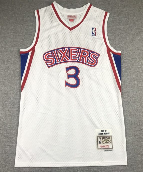 Camiseta Allen Iverson #3 Philadelphia 76ers 1996/97 Blanco