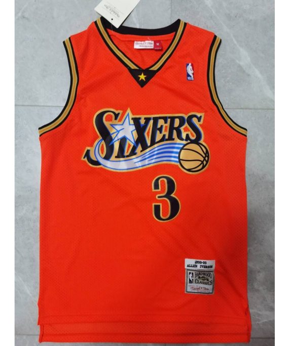 Camiseta Allen Iverson #3 Philadelphia 76ers Clásico Edition Naranja