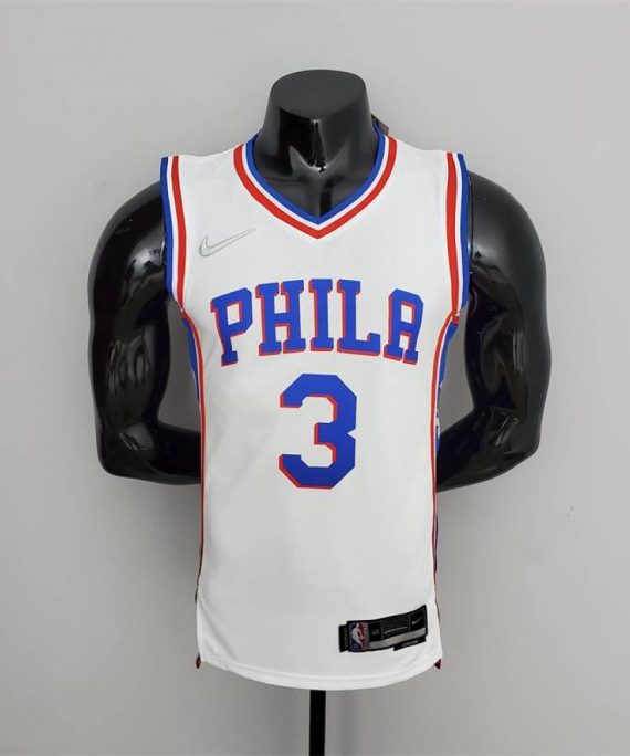Camiseta Allen Iverson #3 Philadelphia 76ers Edición 75 Aniversario Blanco