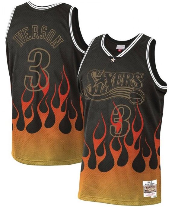 Camiseta Allen Iverson #3 Philadelphia 76ers Flame Edición Clásico