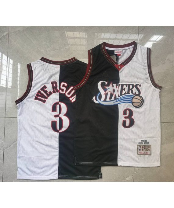 Camiseta Allen Iverson #3 Philadelphia 76ers Negro/Blanco