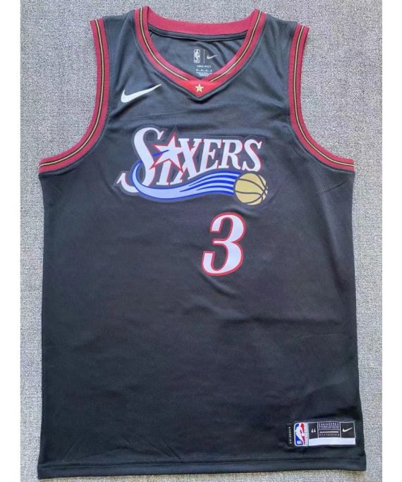 Camiseta Allen Iverson #3 Philadelphia 76ers Negro Classic Edition