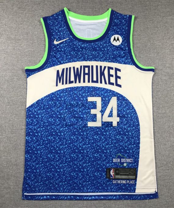 Camiseta Antetokounmpo #34 Milwaukee Bucks 2024 City Edition Azul
