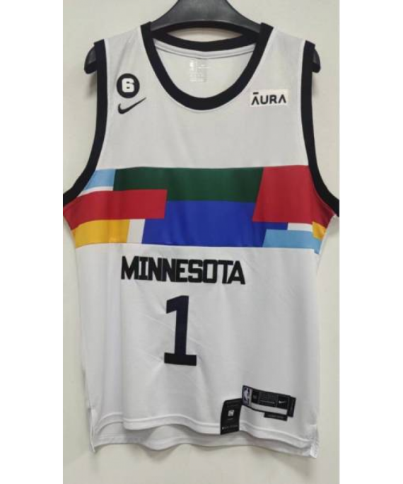 Camiseta Anthony Edwards #1 Minnesota Timberwolves 2023 Blanco City Edition