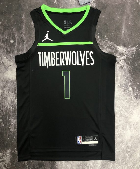 Camiseta Anthony Edwards #1 Minnesota Timberwolves 2023 Edición Flyer Negro