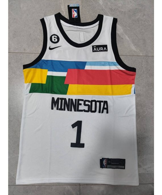 Camiseta Anthony Edwards #1 Minnesota Timberwolves 22/23 Blanco