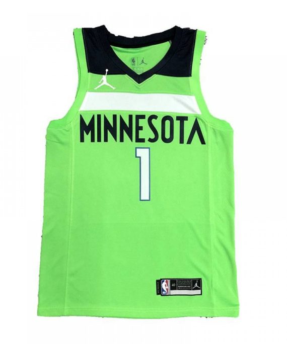 Camiseta Anthony Edwards #1 Minnesota Timberwolves Edición Flyer Verde Fluorescente