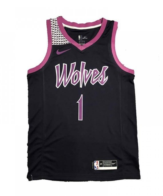 Camiseta Anthony Edwards #1 Minnesota Timberwolves Negro/Rosa