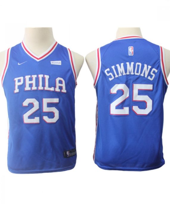 Camiseta Ben Simmons #25 Philadelphia 76ers Azul Fan Edition Niño