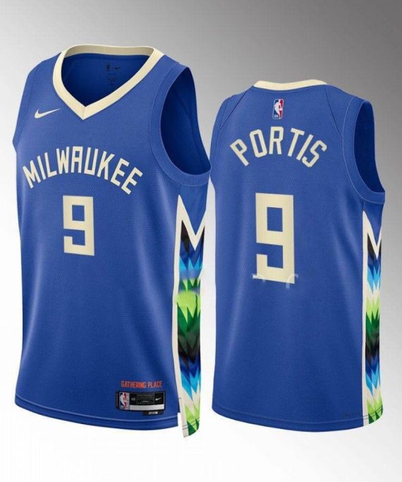 Camiseta Bobby Portis #9 Milwaukee Bucks 2022-23 City Edition Azul