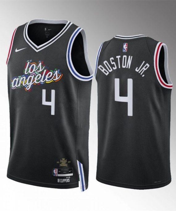 Camiseta Brandon Boston Jr. #4 Los Angeles Clippers 2023 Negro City Edition