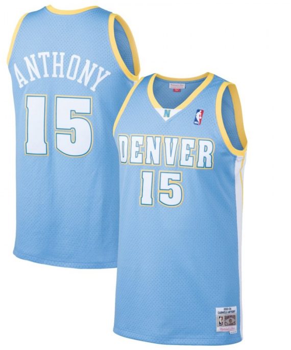 Camiseta Carmelo Anthony #15 Denver Nuggets 03/04 Azul Retro