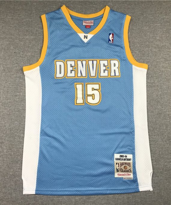 Camiseta Carmelo Anthony #15 Denver Nuggets Azul Retro