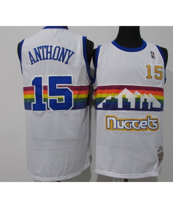 Camiseta Carmelo Anthony #15 Denver Nuggets Rainbow Edition Icon Clásico Blanco