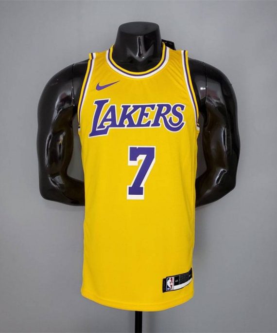 Camiseta Carmelo Anthony #7 Los Angeles Lakers Amarillo Cuello Redondo