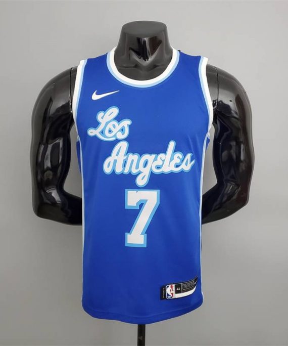 Camiseta Carmelo Anthony #7 Los Angeles Lakers Latin Night Cuello Alto Azul