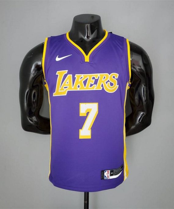 Camiseta Carmelo Anthony #7 Los Angeles Lakers Púrpura Lado Amarillo