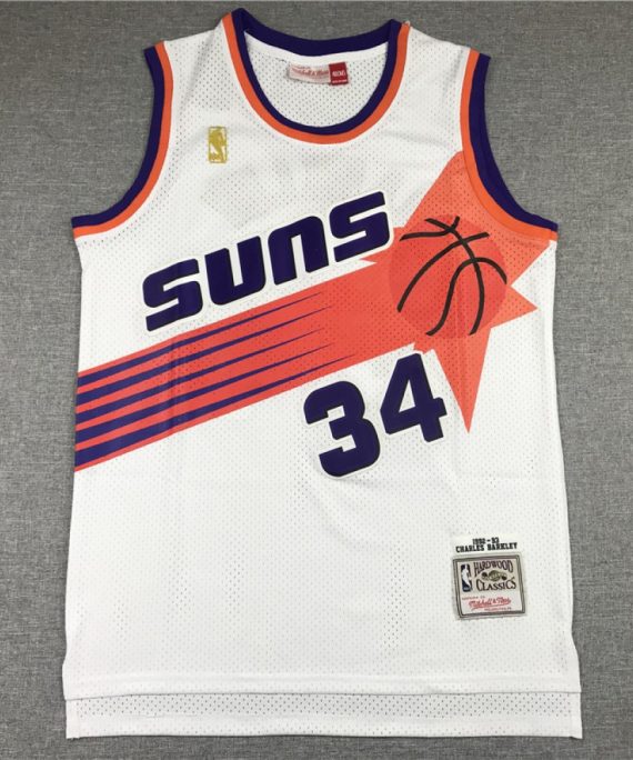 Camiseta Charles Barkley #34 Phoenix Suns Blanco Etiqueta de Oro
