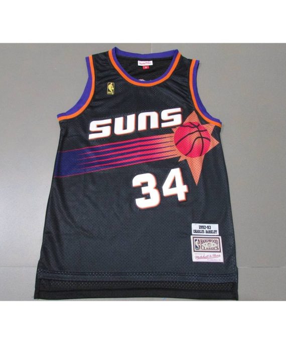 Camiseta Charles Barkley #34 Phoenix Suns Icon Oro Clásico Negro