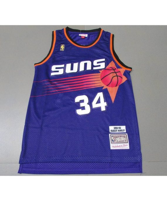 Camiseta Charles Barkley #34 Phoenix Suns Icon Oro Clásico Púrpura