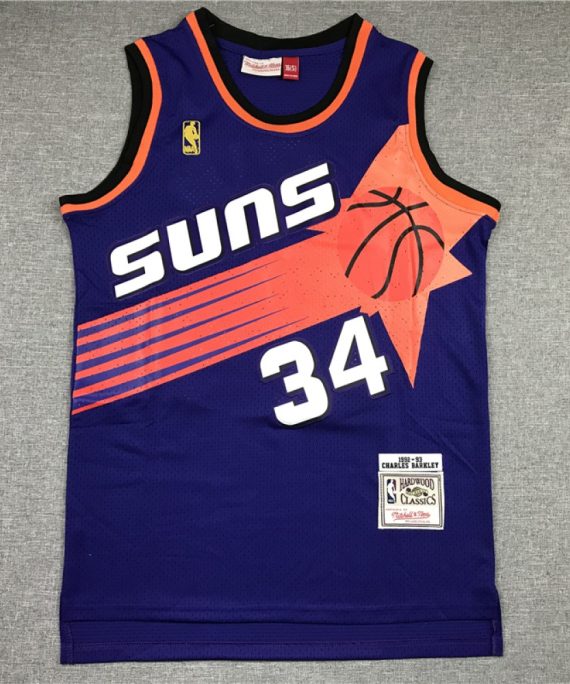 Camiseta Charles Barkley #34 Phoenix Suns Púrpura Etiqueta de Oro