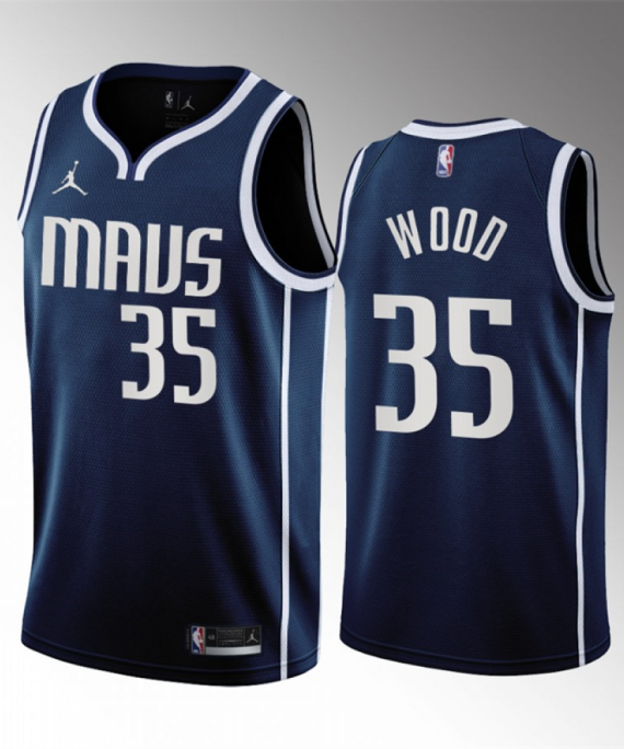 Camiseta Christian Wood #35 Dallas Mavericks 2023 Azul Statement Edition
