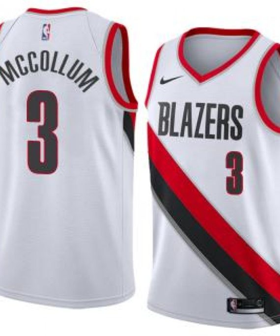 Camiseta CJ McCollum #3 Portland Trail Blazers 17/18 Blanco Association Edition