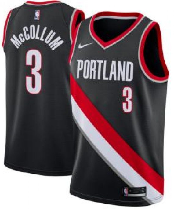 Camiseta CJ McCollum #3 Portland Trail Blazers 17/18 Negro Icon Edition