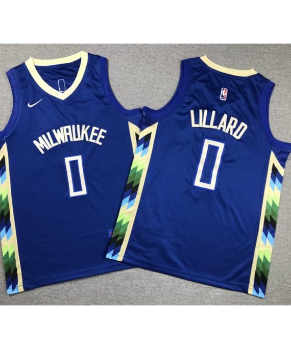 Camiseta Damian Lillard #0 Milwaukee Bucks 2022/23 City Edition Azul