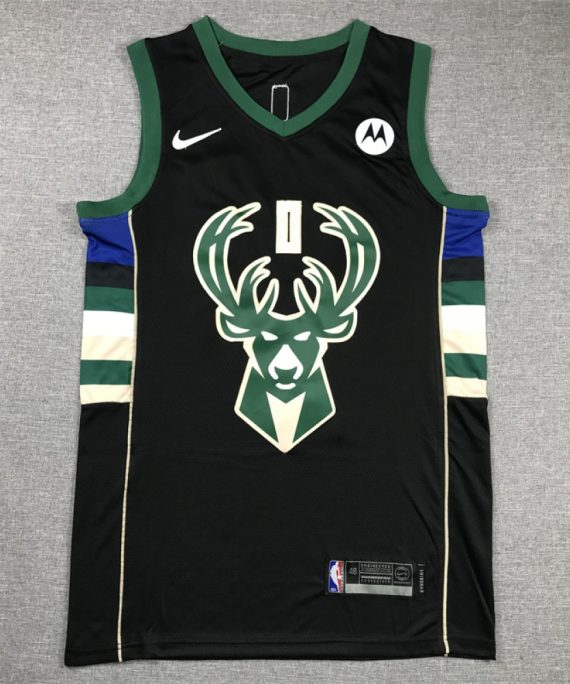 Camiseta Damian Lillard #0 Milwaukee Bucks Negro