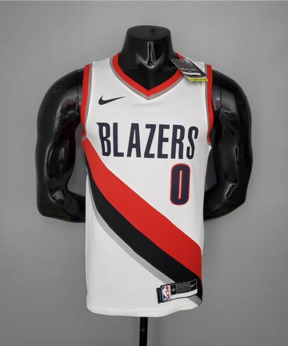 Camiseta Damian Lillard #0 Portland Trail Blazers 2021 Blanco