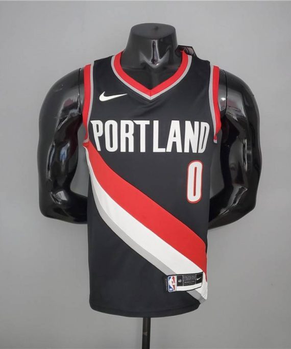 Camiseta Damian Lillard #0 Portland Trail Blazers 2021 Negro