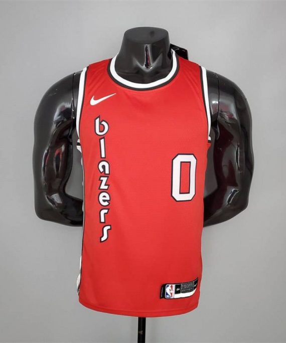 Camiseta Damian Lillard #0 Portland Trailblazers Clásico Edition Rojo