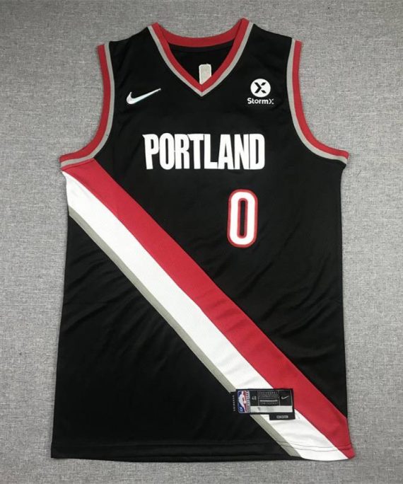 Camiseta Damian Lillard #0 Portland Trailblazers Icon Nuevo Negro