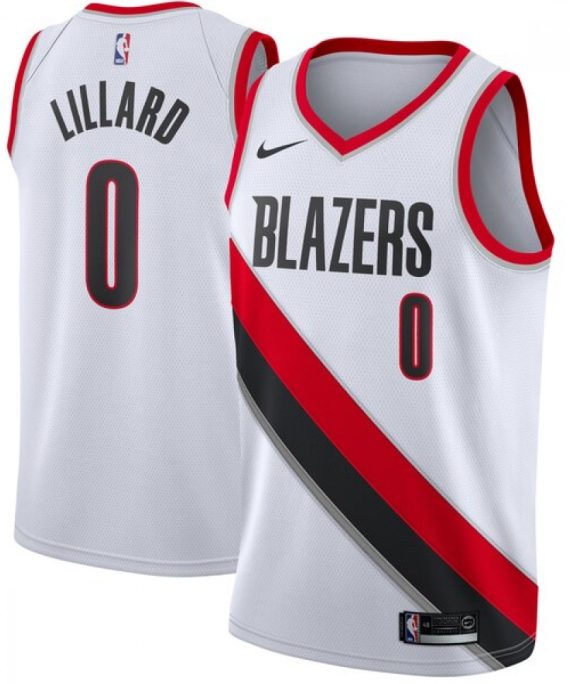 Camiseta Damian Lillard #0 Portland Trail Blazers 17/18 Blanco Association Edition
