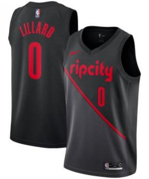 Camiseta Damian Lillard #0 Portland Trail Blazers 18/19 Negro City Edition