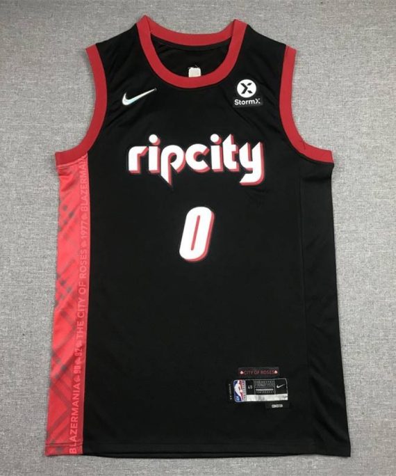 Camiseta Damian Lillard #0 Portland Trail Blazers 2022 Ripcity Edition Negro