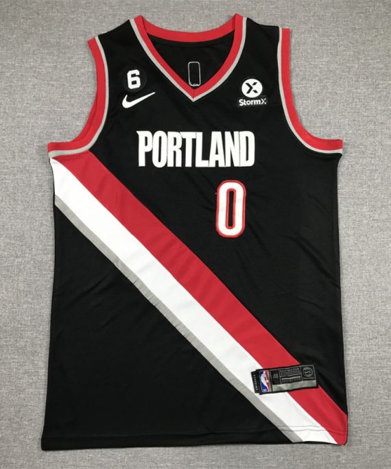 Camiseta Damian Lillard #0 Portland Trail Blazers 2023 Negro