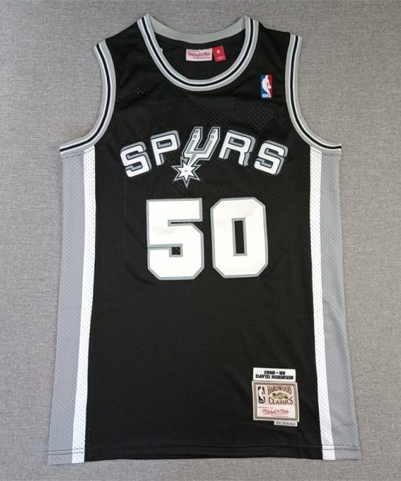 Camiseta David Robinson #50 San Antonio Spurs Negro/Gris